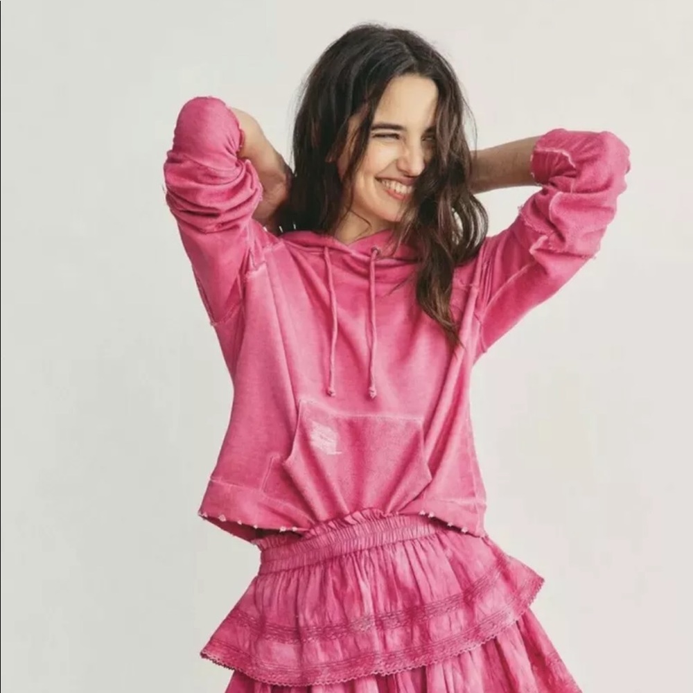 LoveShackFancy Anarosa Cropped Hoodie. NWT.